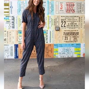 SweetSalt Jumpsuit Size 10 Womens Green Taupe Button Zip Down Scandinavian